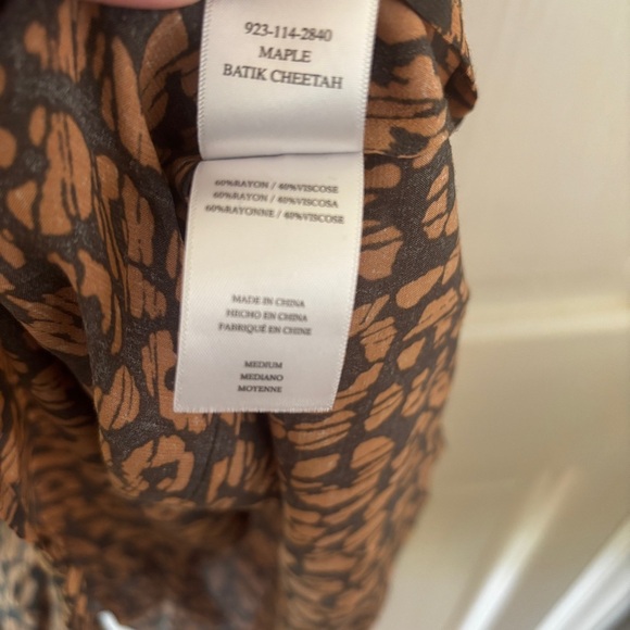Rails Maple Dress Batik Cheetah Leopard Size Medium Long Sleeve Cinch Midi Dress - Picture 10 of 16